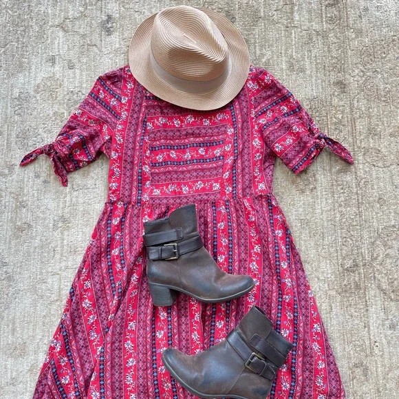 Red Floral print Entro Cotton dress size S - Picture 8 of 11